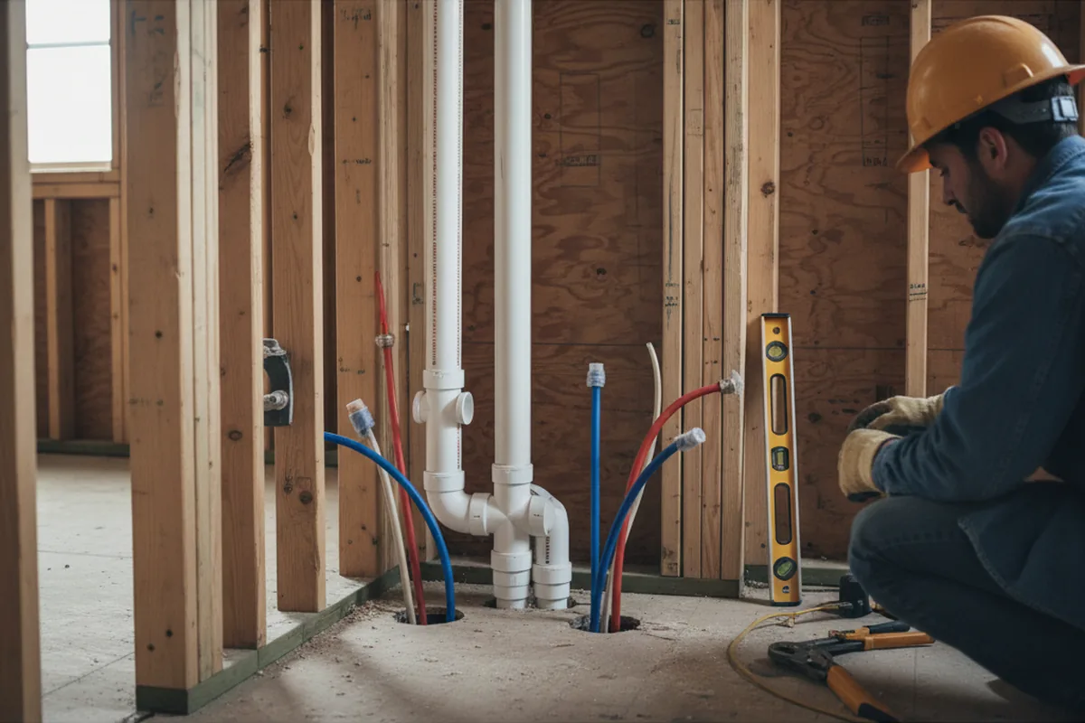 Drain and supply rough-in during Drain Cleaning in Belvidere